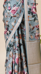 Grey Organza Saree for Gifting and Parties
