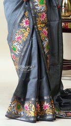 Grey Mangalagiri Fancy Saree for Occasions