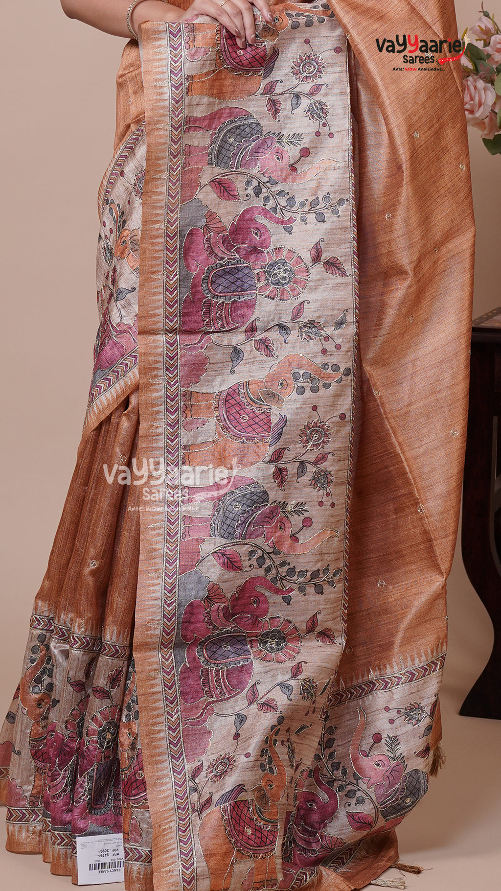 Artful Tusser Saree for Family Functions
