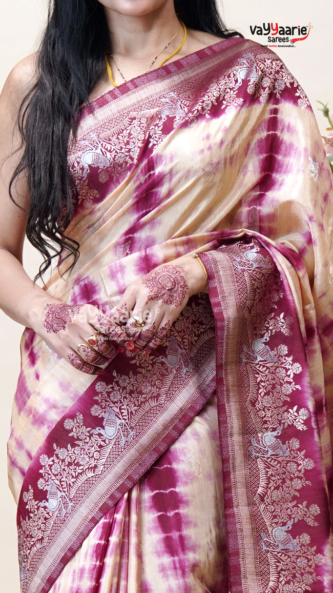 Fancy Tissue Saree for Wedding Guest Looks Main Image