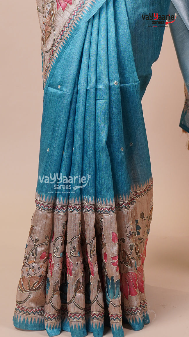 Colourful Tusser Saree for Festive Wear Main Image
