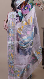 Multi Colour Tusser Fancy Saree for Office Celebrations