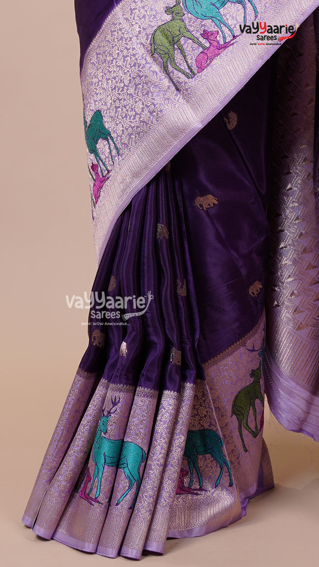 Banaras Mango Silk Saree in Violet for Elegant Events Main Image