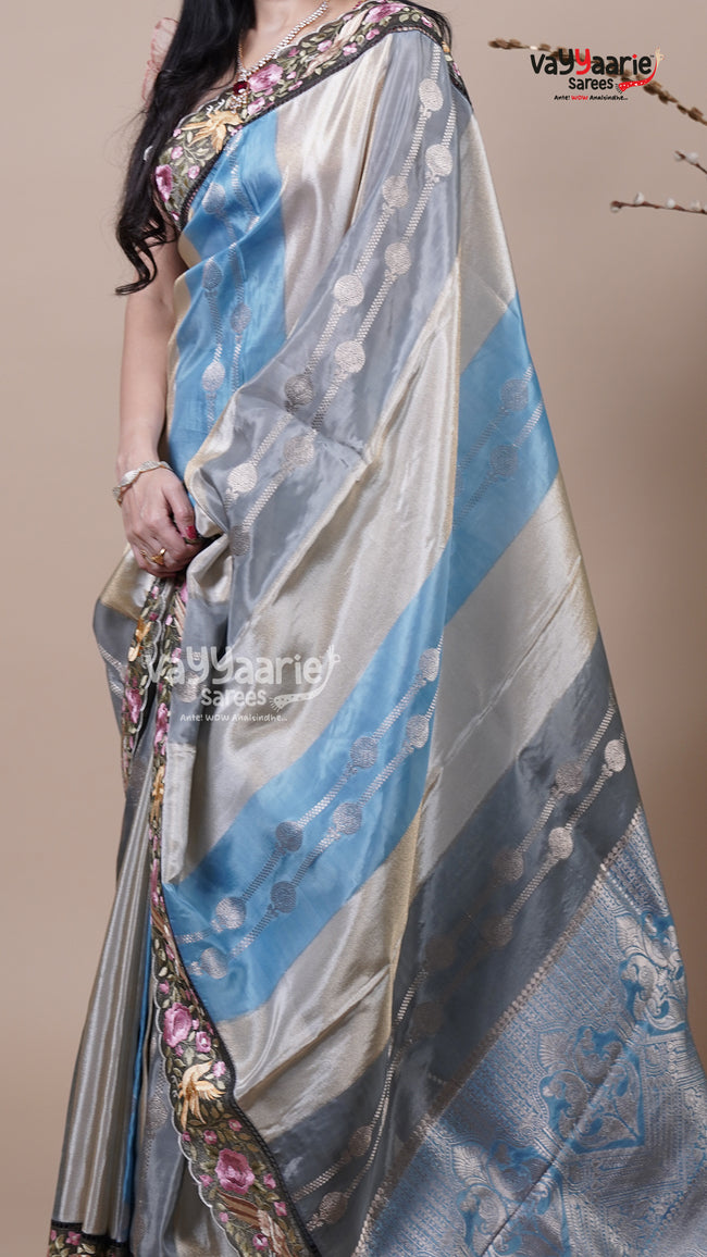 Multi Colour Tissue Fancy Saree for Cultural Events Main Image
