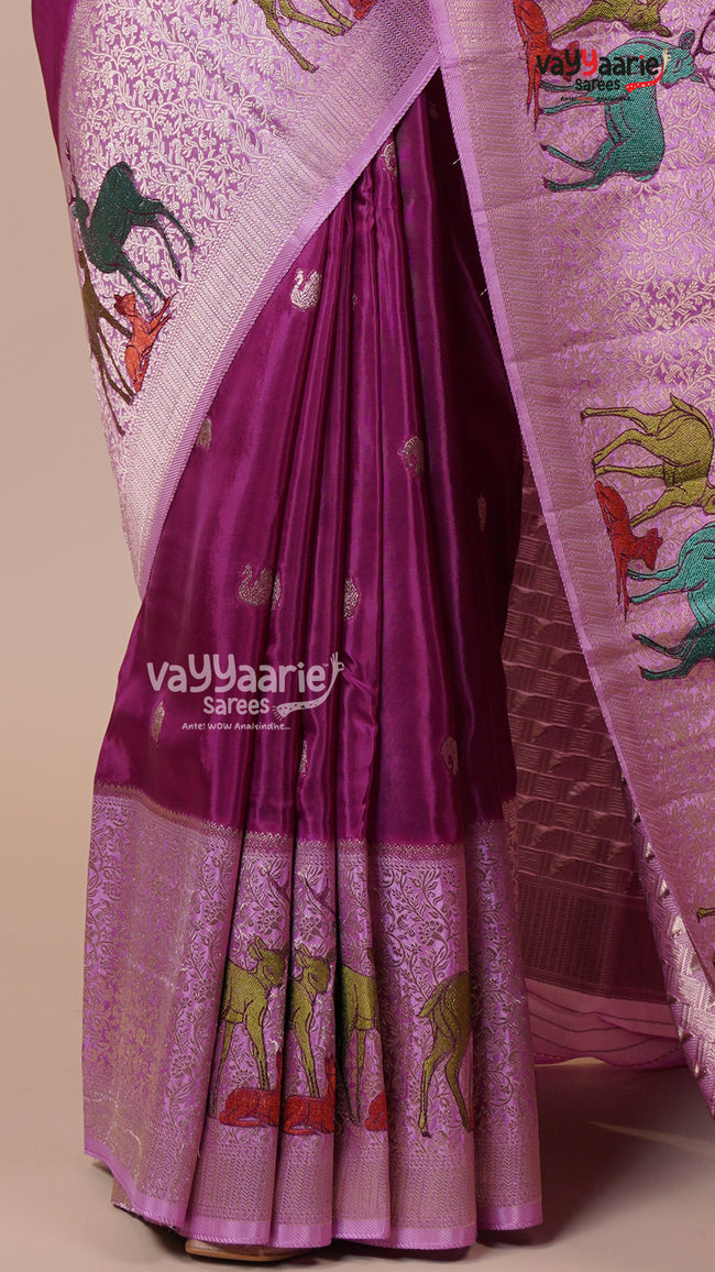Banaras Mango Silk Saree in Magenta for Party Wear Main Image
