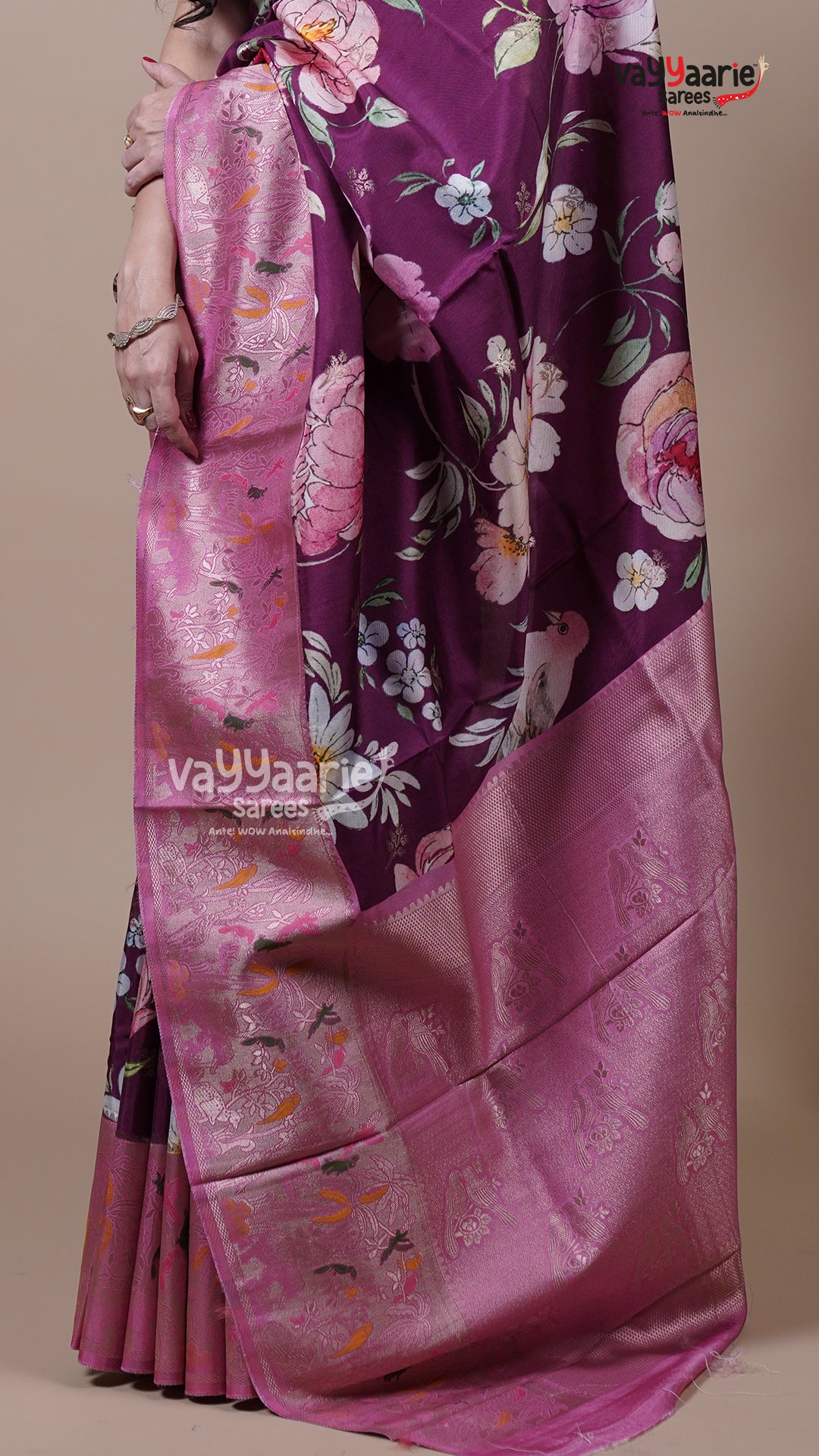 Magenta Tissue Fancy Saree for Seasonal Festivals