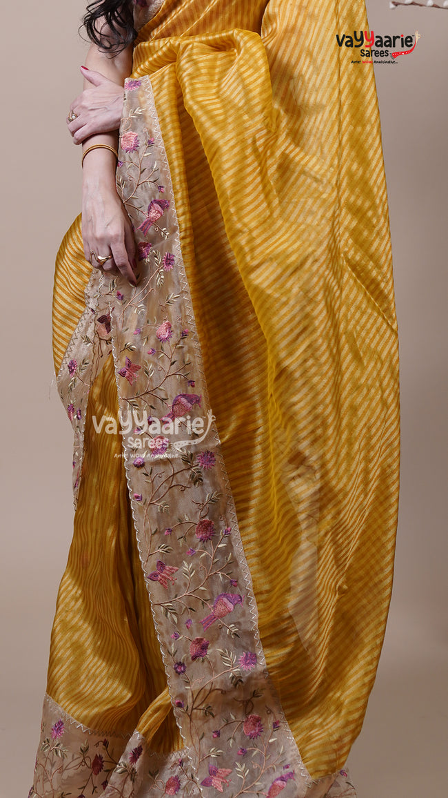 Gold Tissue Fancy Saree for Traditional Wear Main Image