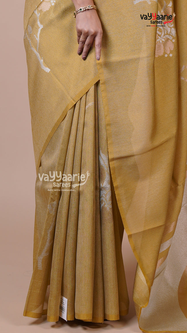 Mehendi Green Tissue Saree for Festive Wear Main Image