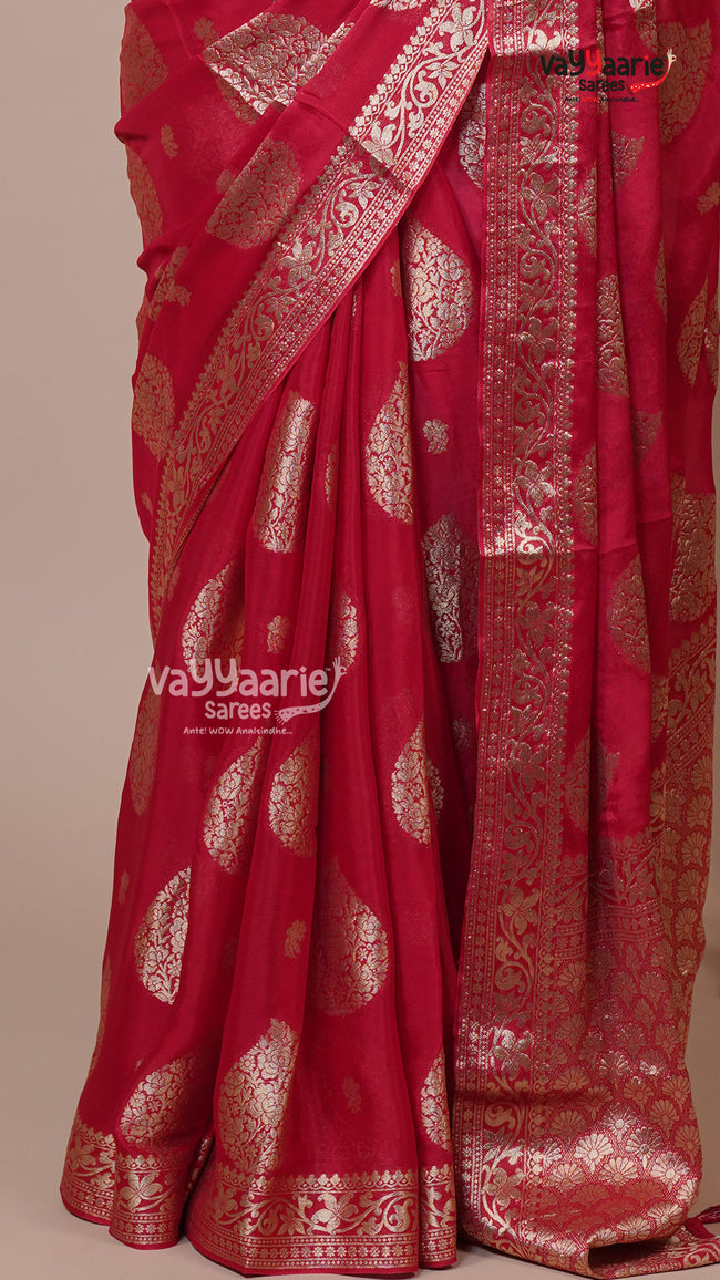 Colourful Banaras Mango Fancy Saree for Festive Wear Main Image