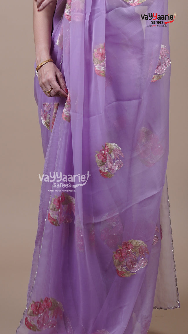 Lavender Crush Fancy Saree for Ethnic Wear Main Image
