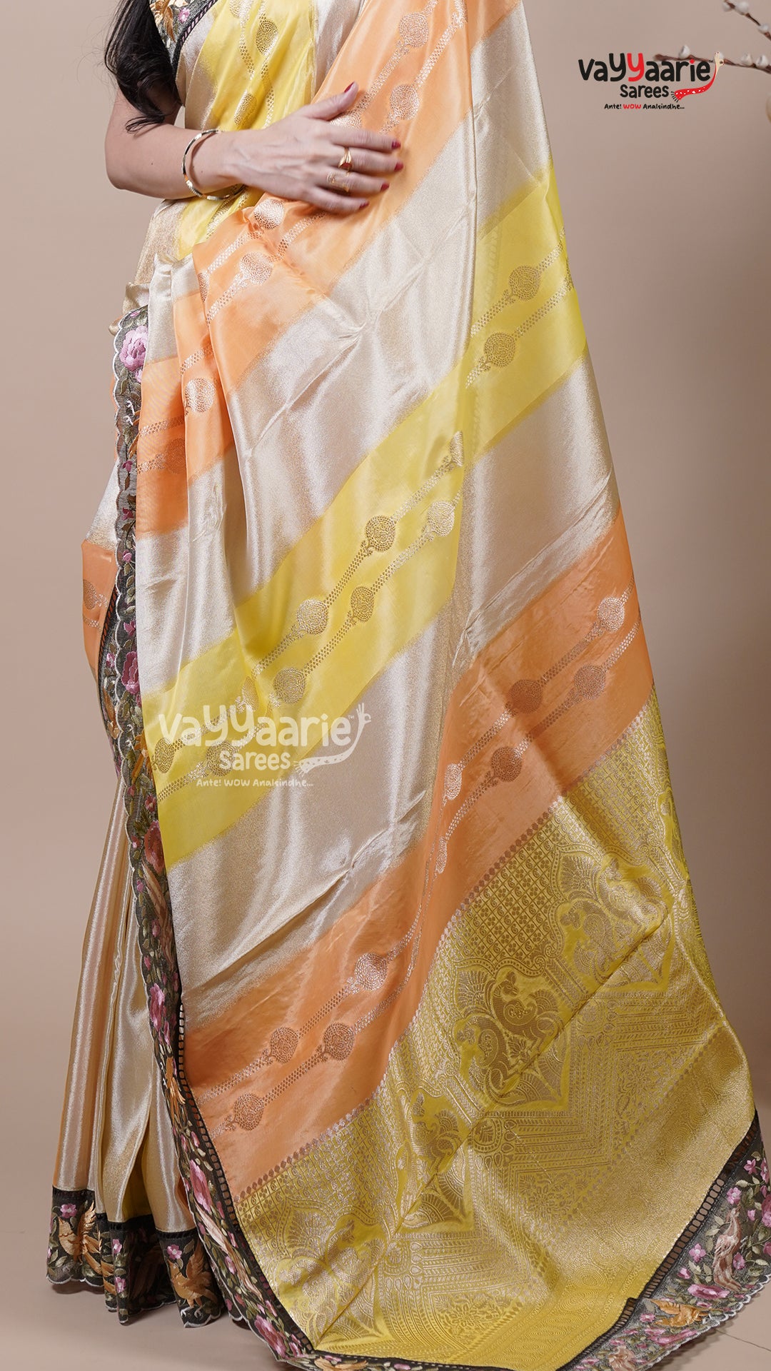 Multi Colour Tissue Fancy Saree for Party Looks