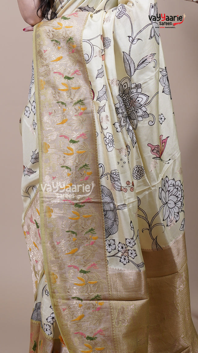 Light Yellow Tissue Fancy Saree for Casual Occasions Main Image