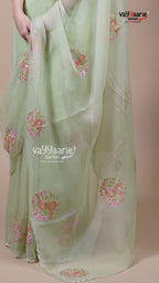 Pista Green Crush Fancy Saree for Day Events
