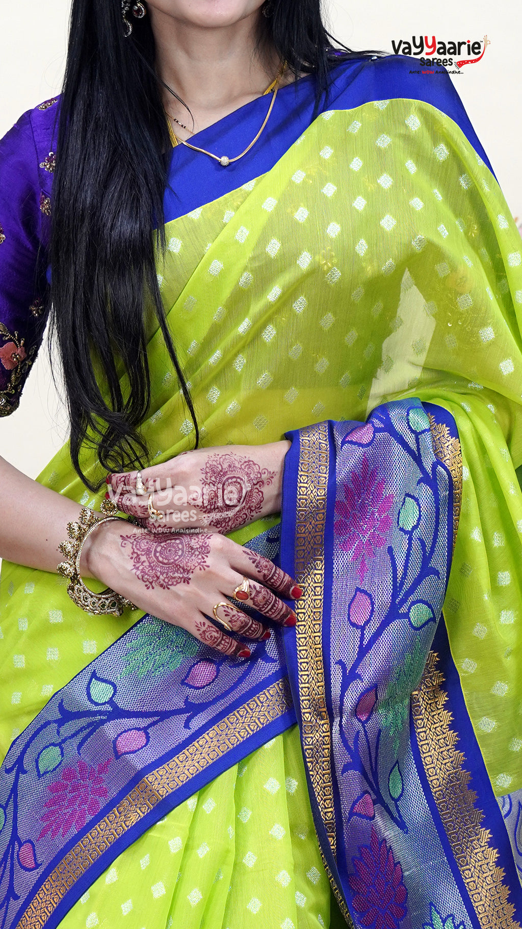 Parrot Green Kuppadam Saree for Festive Wear