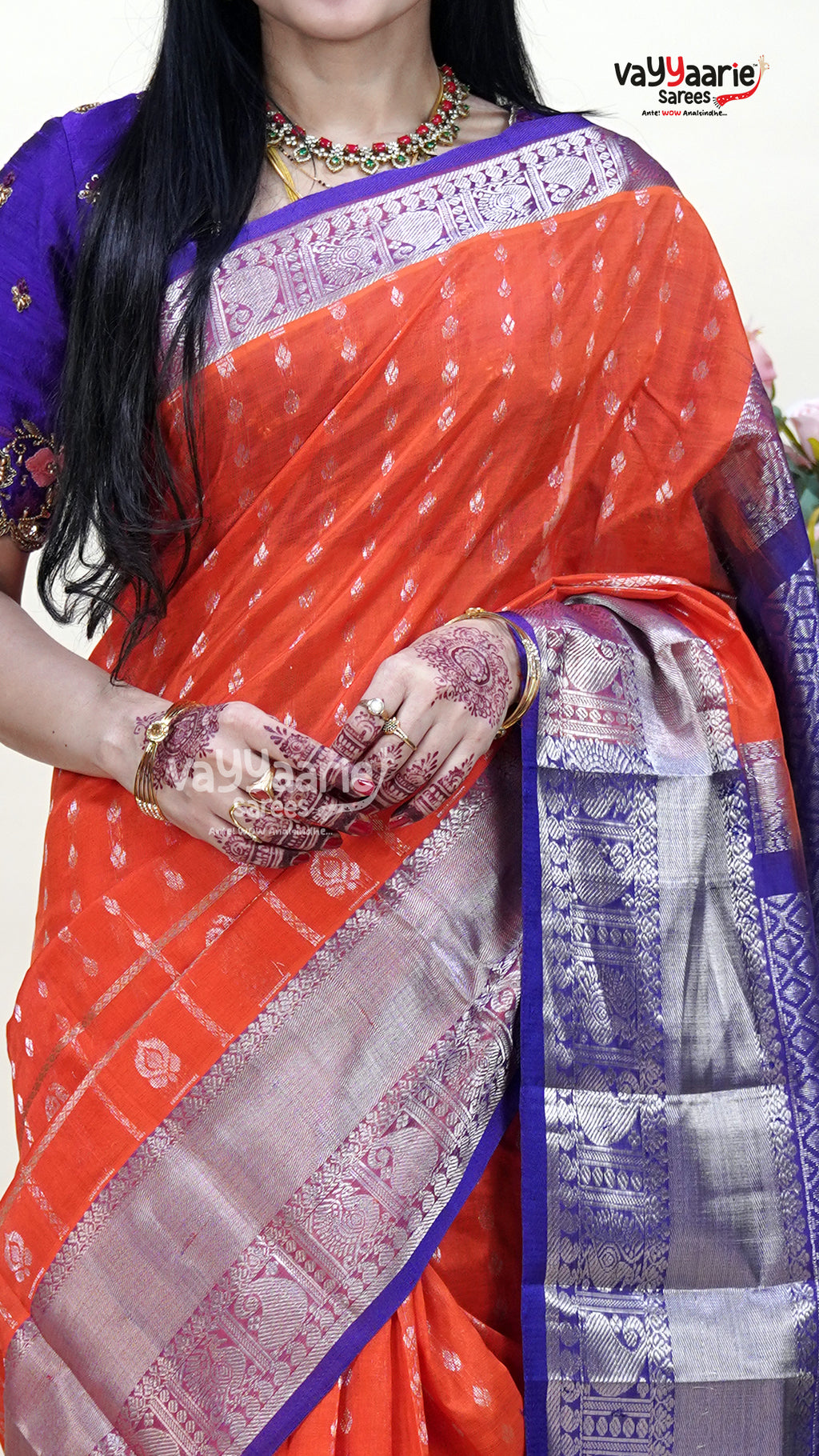 Orange Kuppadam Saree for Bright Festive Wear