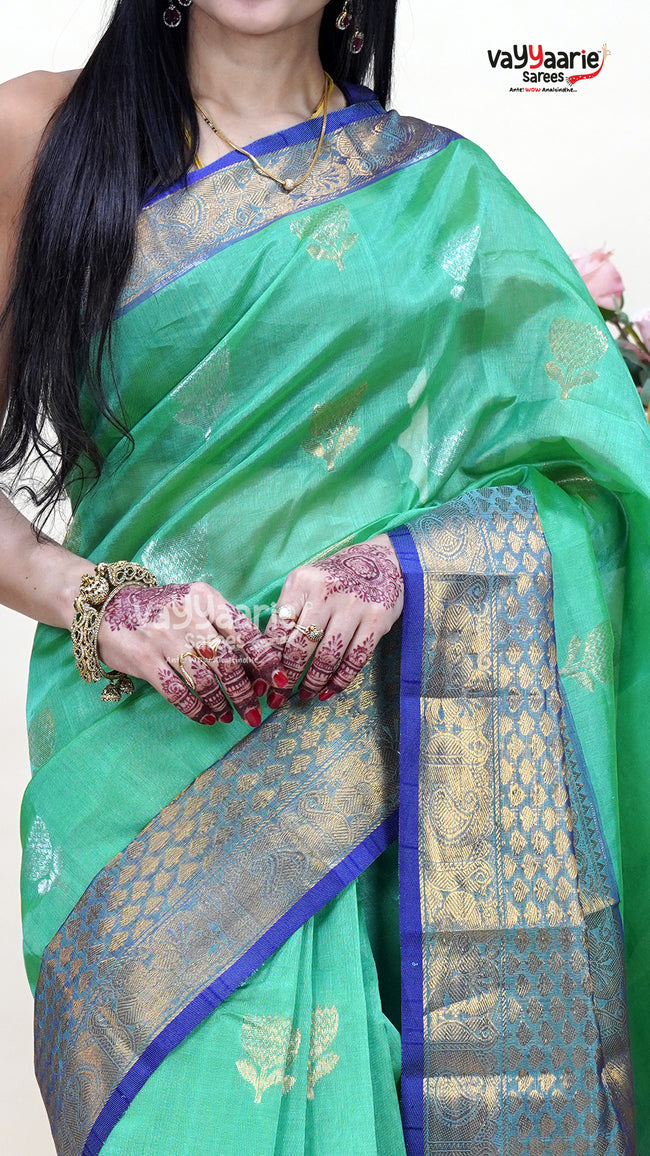 Sea Green Kuppadam Saree for Occasion Styling Main Image
