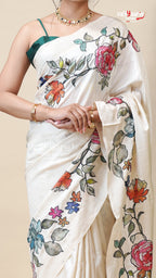 Fancy Multicolour Tusser Saree for Women