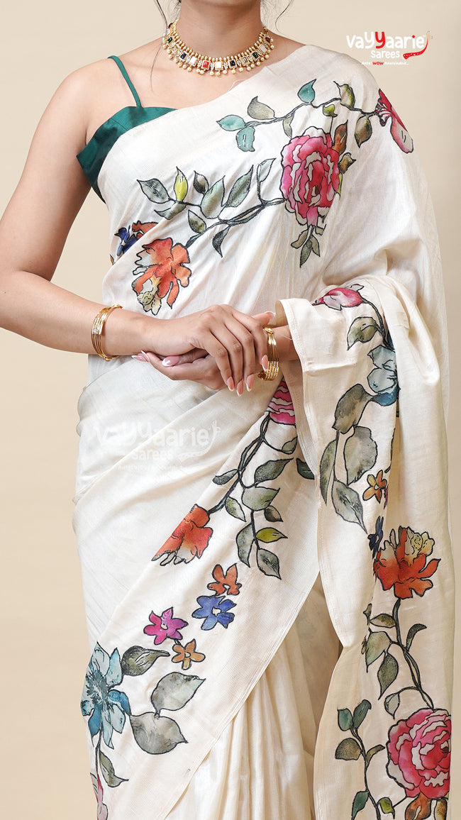 Fancy Multicolour Tusser Saree for Women Main Image