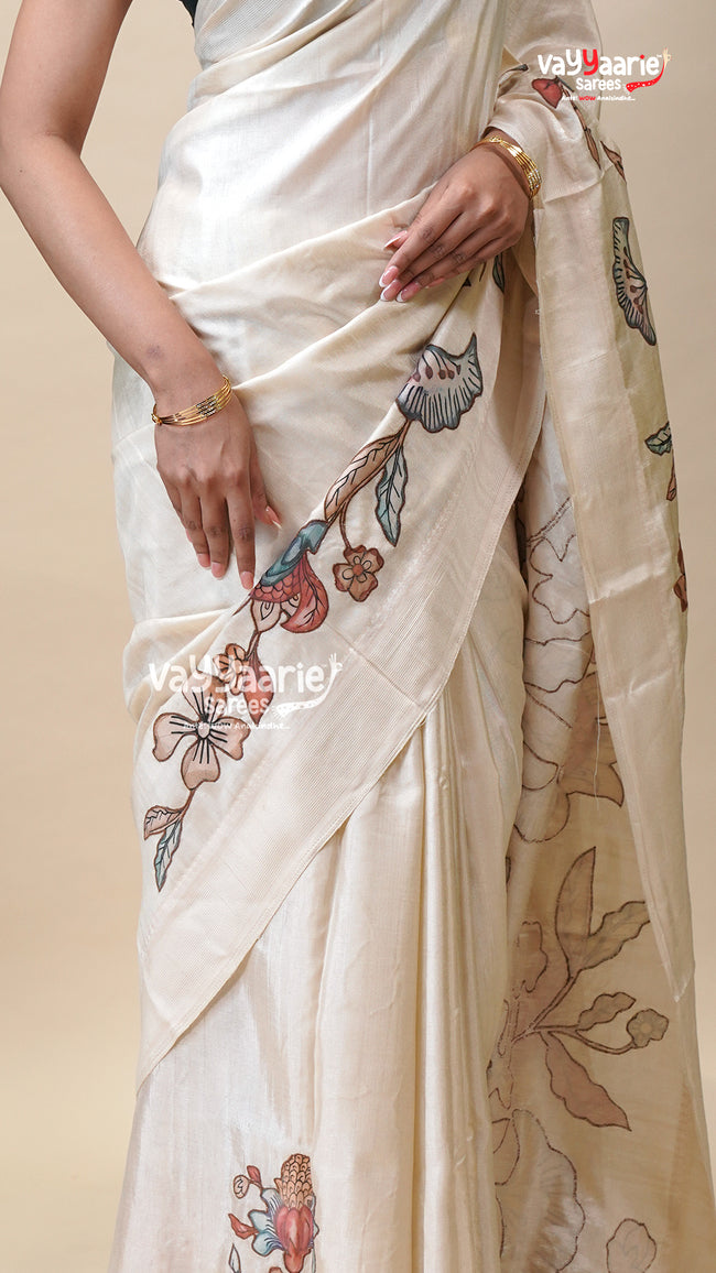 Multicolour Tusser Saree with Unstitched Blouse Main Image