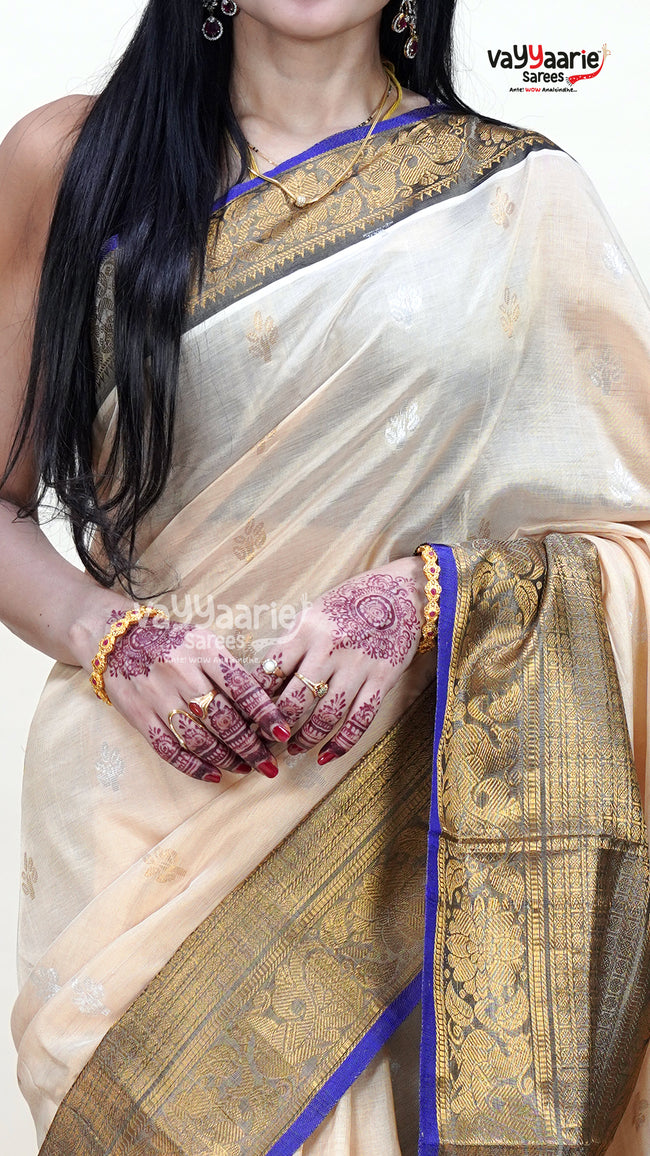 Biscuit Colour Kuppadam Saree for Elegant Style Main Image