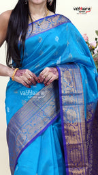 Sky Blue Kuppadam Saree for Soft Elegance