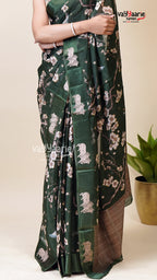 Multicolour Tissu Saree with Unstitched Blouse