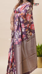 Wine Organza Fancy Saree for All Occasions