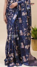 Blue Organza Fancy Saree for Festive Wear