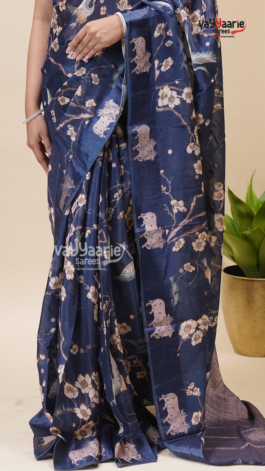 Blue Organza Fancy Saree for Festive Wear
