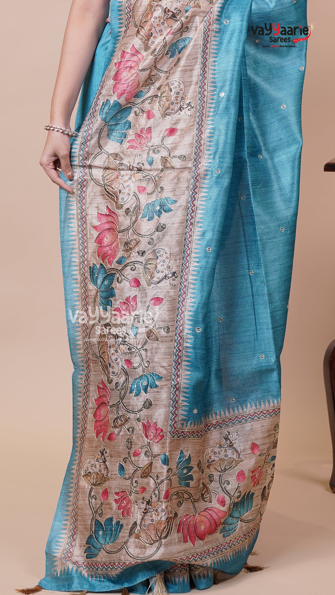 Colourful Tusser Saree for Festive Wear