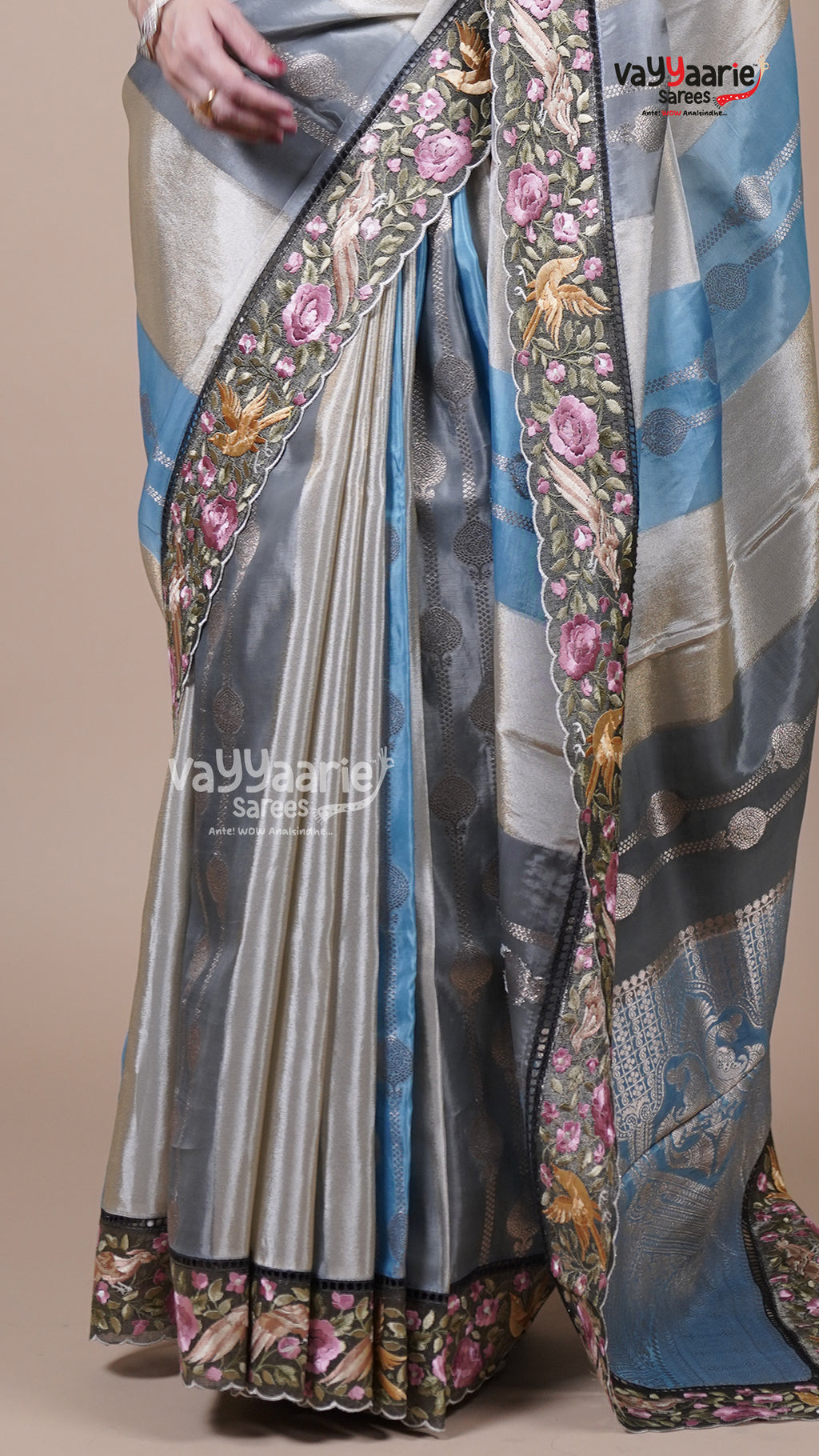 Multi Colour Tissue Fancy Saree for Cultural Events