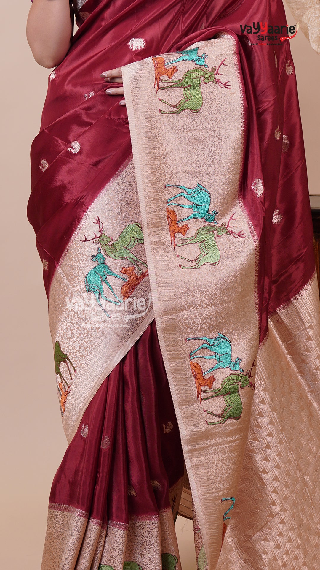 Maroon Banaras Mango Silk Saree for Festive Wear