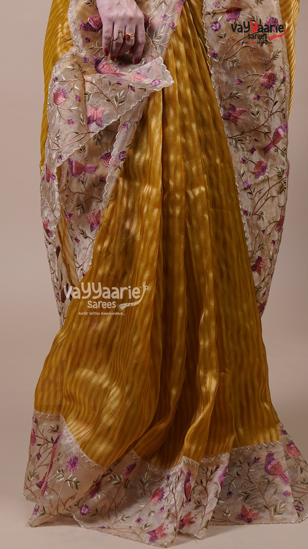 Gold Tissue Fancy Saree for Traditional Wear