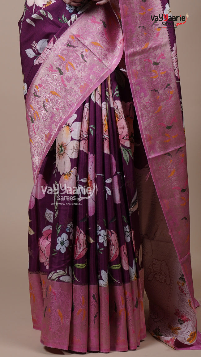 Magenta Tissue Fancy Saree for Seasonal Festivals Main Image