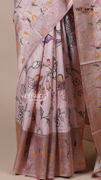 Light Pink Raw Mango Fancy Saree for Pooja Wear
