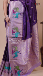 Banaras Mango Silk Saree in Violet for Elegant Events