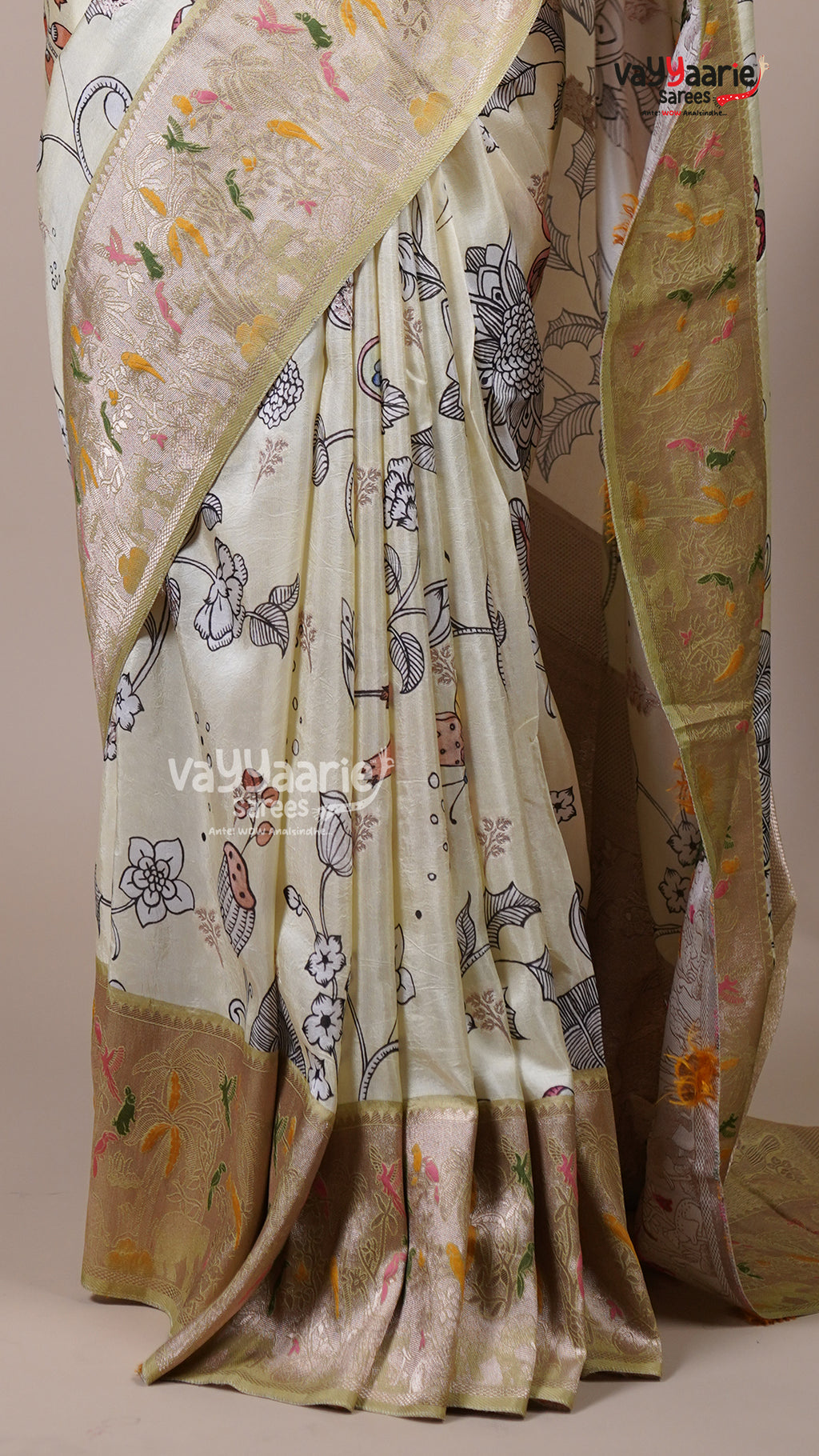 Light Yellow Tissue Fancy Saree for Casual Occasions