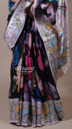 Multi Colour Tusser Fancy Saree for Office Celebrations