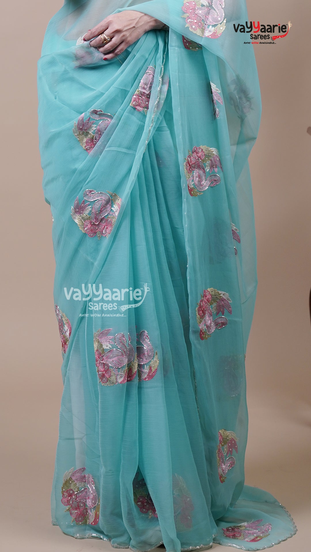 Sea Green Crush Fancy Saree for Special Occasions