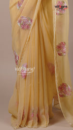 Biscuit Crush Fancy Saree for Evening Wear