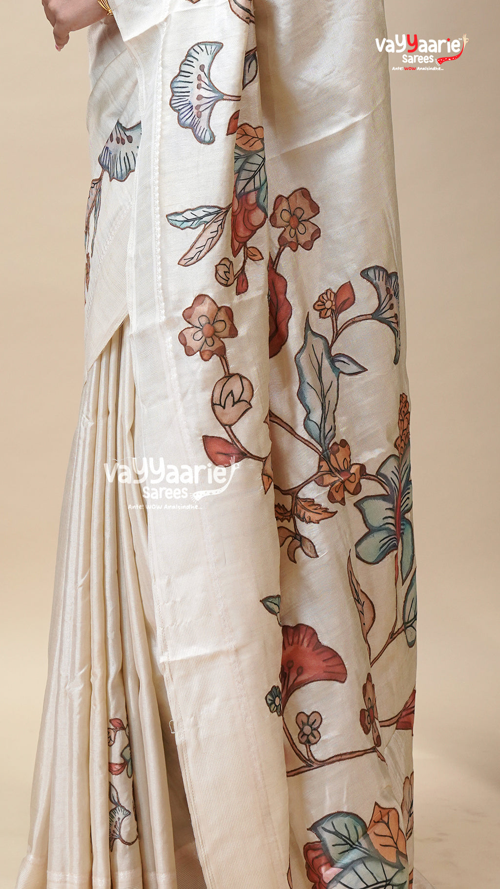 Multicolour Tusser Saree with Unstitched Blouse