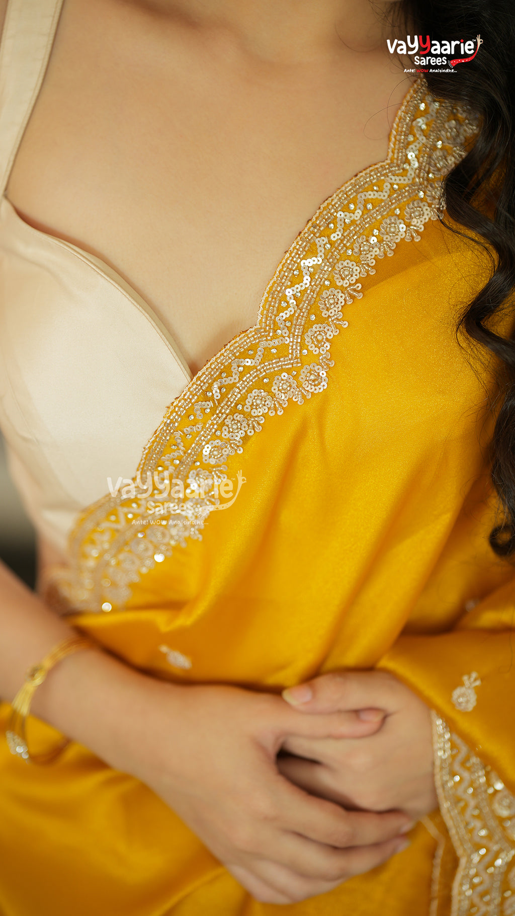 Gold Tissue Designer Saree for Party Wear