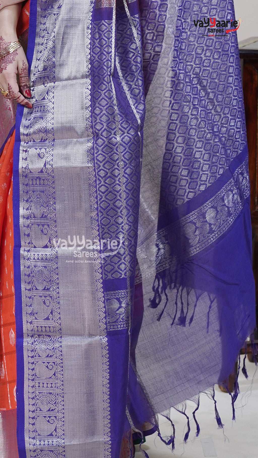 Orange Kuppadam Saree for Bright Festive Wear