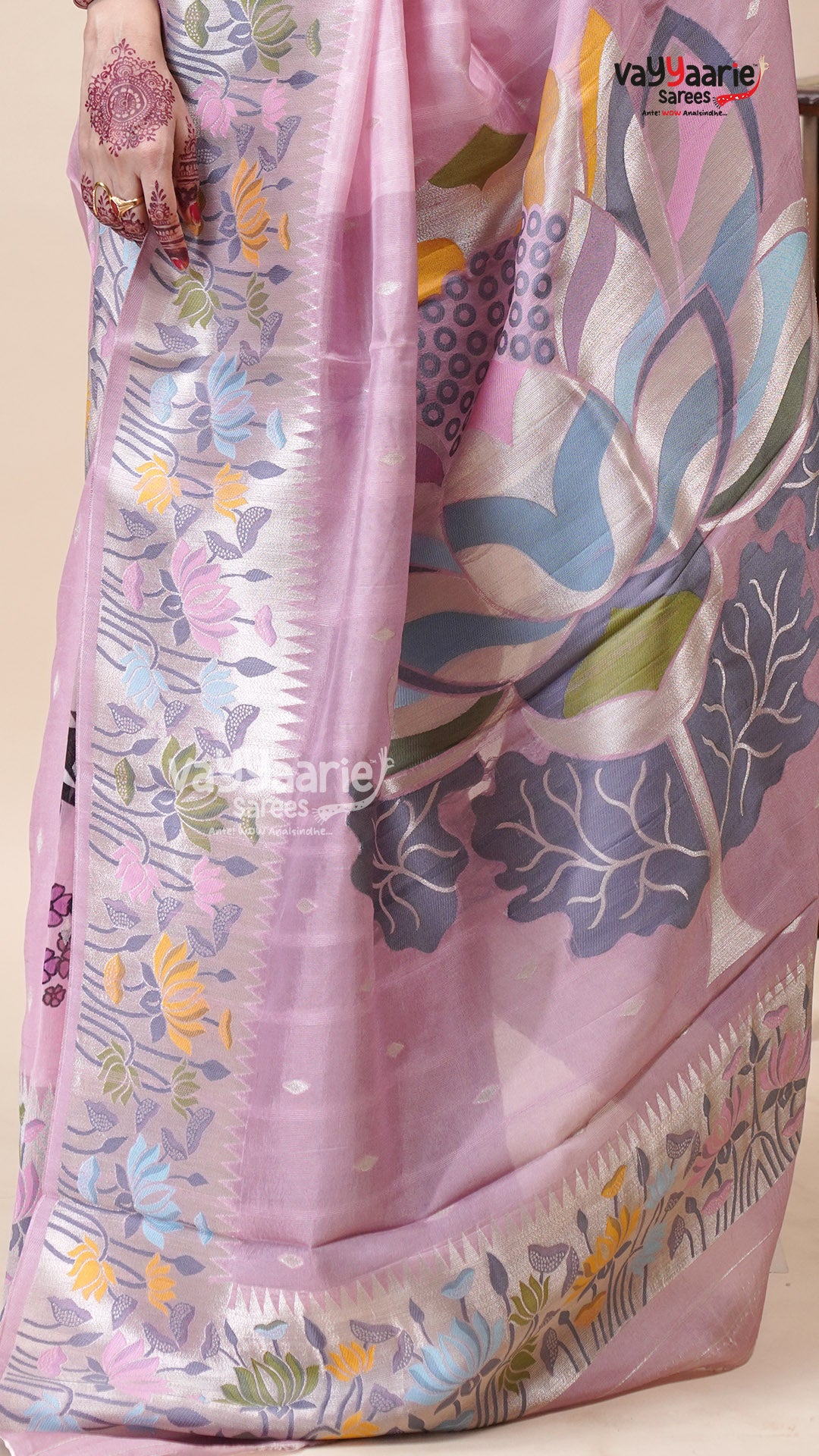 Pink Tusser Saree for Festive Day Functions