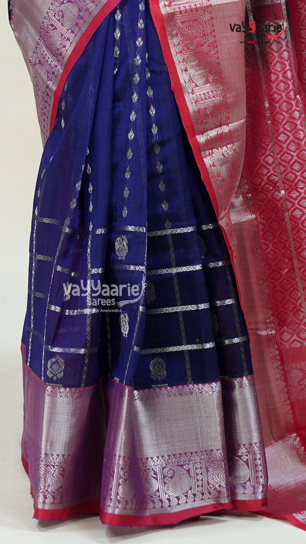 Navy Blue Kuppadam Handloom Saree for Traditions