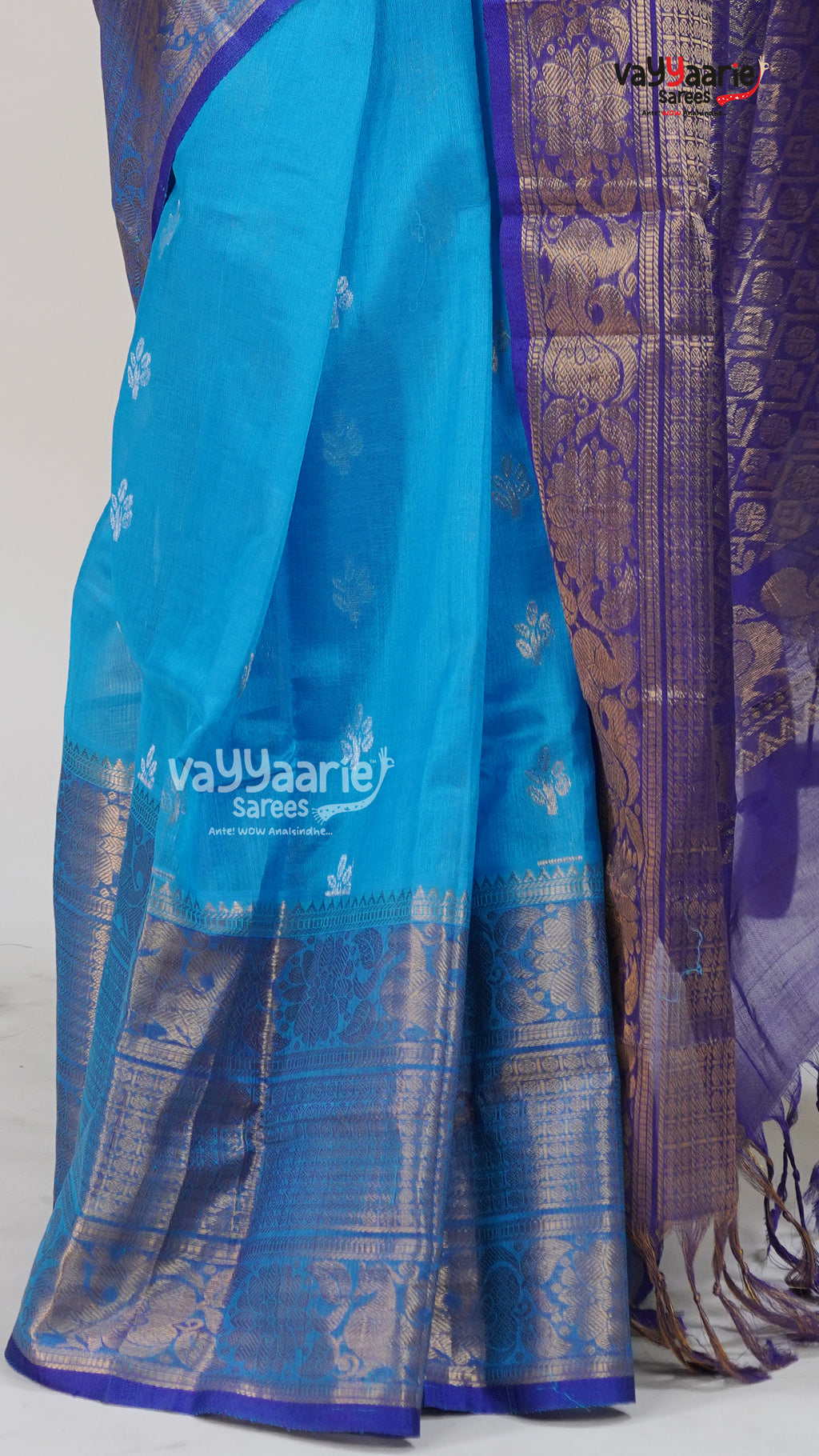 Sky Blue Kuppadam Saree for Soft Elegance