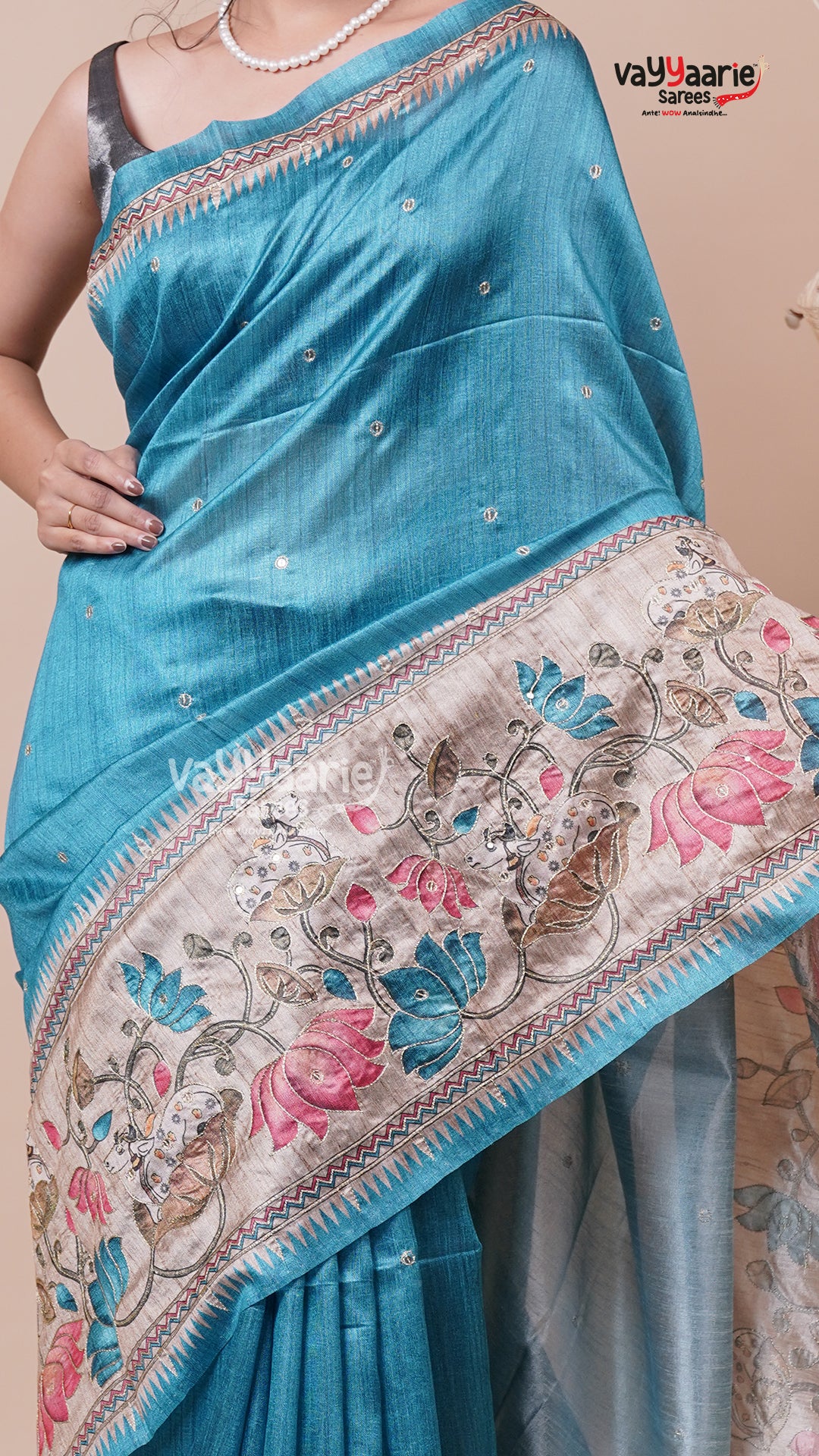 Colourful Tusser Saree for Festive Wear