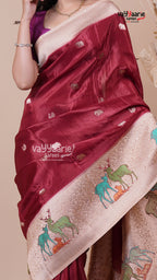 Maroon Banaras Mango Silk Saree for Festive Wear