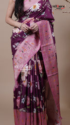 Magenta Tissue Fancy Saree for Seasonal Festivals