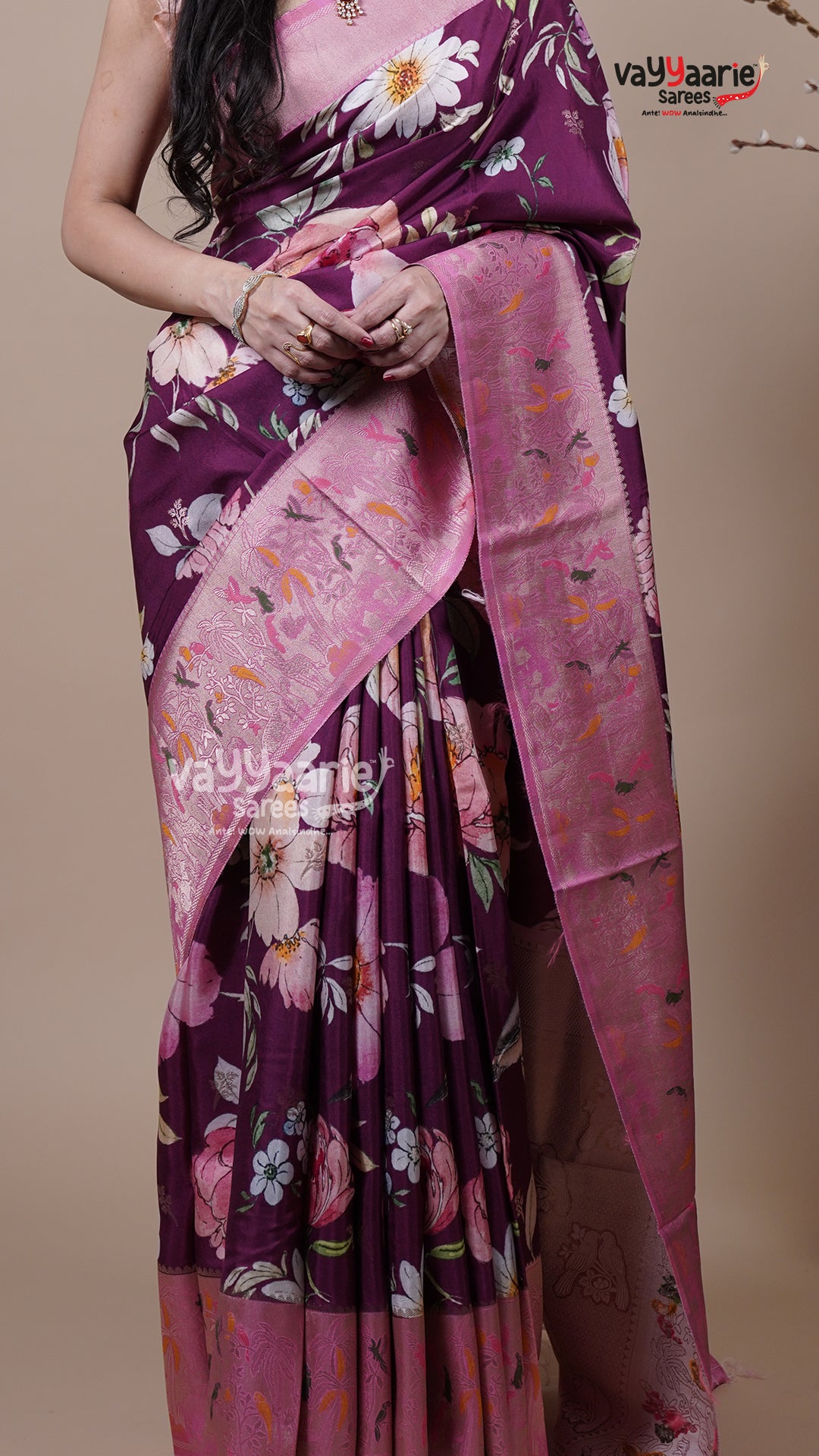 Magenta Tissue Fancy Saree for Seasonal Festivals